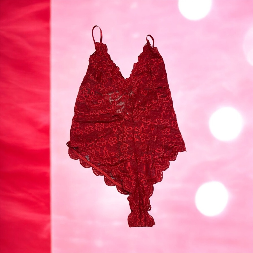 Red Lace Bodysuit Intimate Lingerie